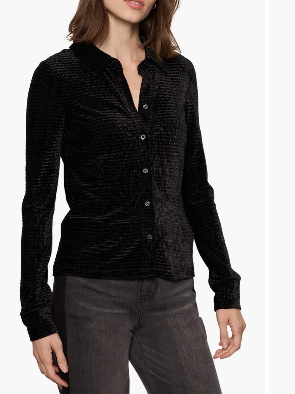 Sanctuary Textured Velvet Button-Up Shirt nwt